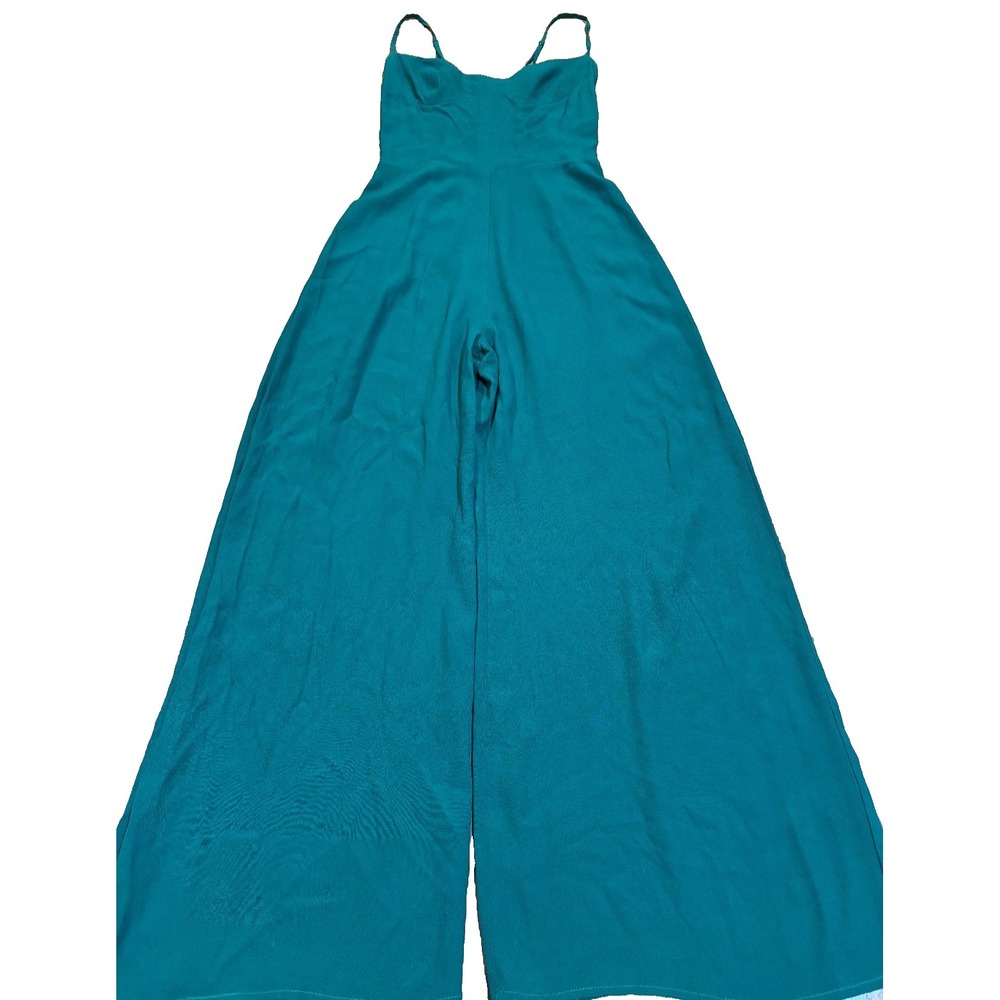 Reformation green jumpsuit womens' size 2 ruched backā wide legs viscose